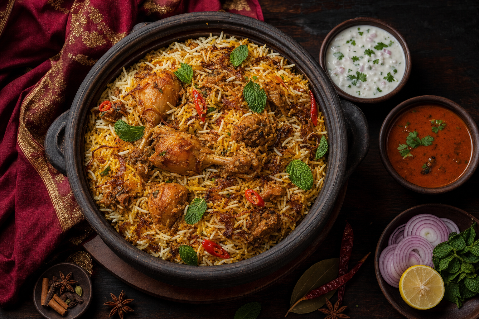 NTR Biryani spread